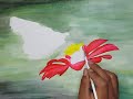 DIBUJO Y PINTURA MARIPOSA EN UNA FLOR