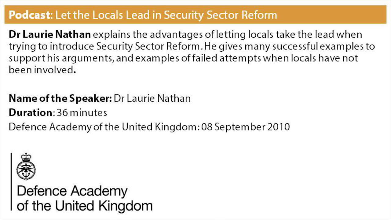 Podcast: Let the Locals Lead in Security Sector Reform