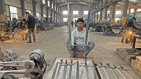 Process of making Damascus SWORDS in factory | Incredible mass production