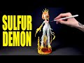 I made a sulfur demon  custom ooak art doll monster high repaint sculpture process