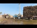 So muddy way and success is one step so far | Tractor stunt during pulling load trolley on mud