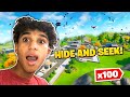 I Got 100 Fans To Play Hide And Seek At Lazy Lake in Fortnite....
