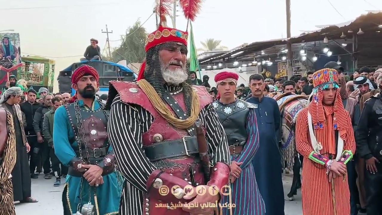 جانب من استعراض موكب أهالي ناحية شيخ سعد هذا اليوم في قضاء قلعة صالح مسيرة ألإمام الكاظم ع