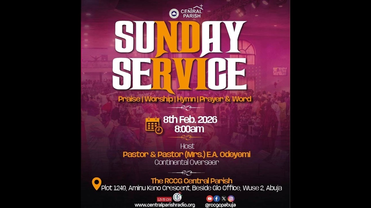 Youtube Rccg RCCG CP SUNDAY SERVICE//08-02-2026 - YouTube