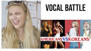 American vs koreans high notes high belt /Vocal Coach Reacts