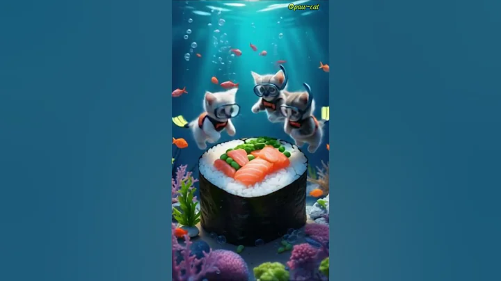 Watch the video about Tiny kittens worker are working on a giant sushi #shorts #miniature #tinyworker #kitten #cat #worker