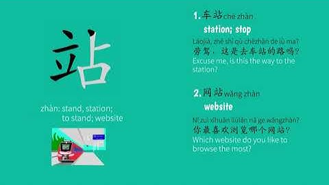 Chinese Character stroke order  站 stand, station in Chinese | How to say station, website in Chinese