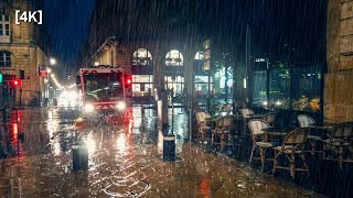 [4K] Walking in the Night Rain Walk Bordeaux 4k France ASMR Rain sounds for sleeping