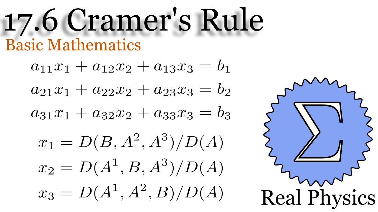 17.6 Cramer's Rule (Basic Mathematics) YouTube