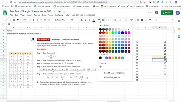 Google Sheets Central Tendencies (Algebra)