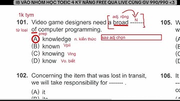 CHỮA TOEIC READING ETS 2023 - TEST 3 - PART 5 (câu 101-114)