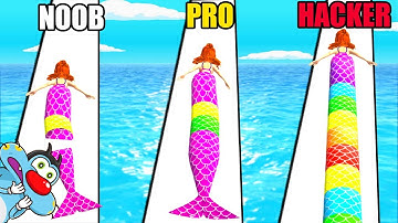 NOOB vs PRO vs HACKER | In Mermaid Rush 3D | With Oggy And Jack | Rock Indian Gamer |