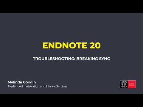 Troubleshooting - breaking sync in EndNote 20
