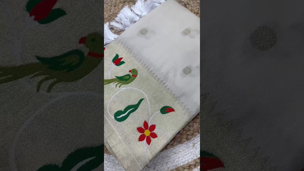 Lotus Paithani Silk Meenakari Swan Border Saree