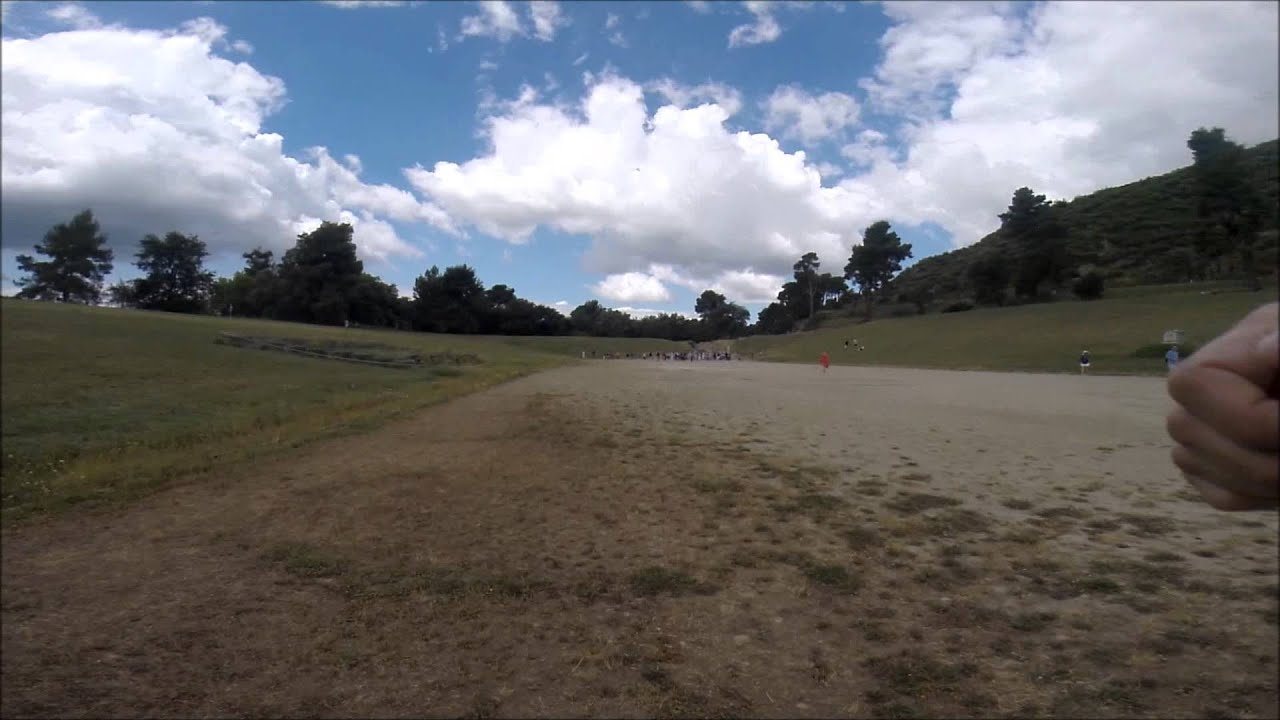 Running at Olympia's Ancient Track in Greece