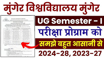 Munger University UG Semester 1 Exam Program 2024-28, 2023-27 । परीक्षा प्रोग्राम को समझे आसानी से
