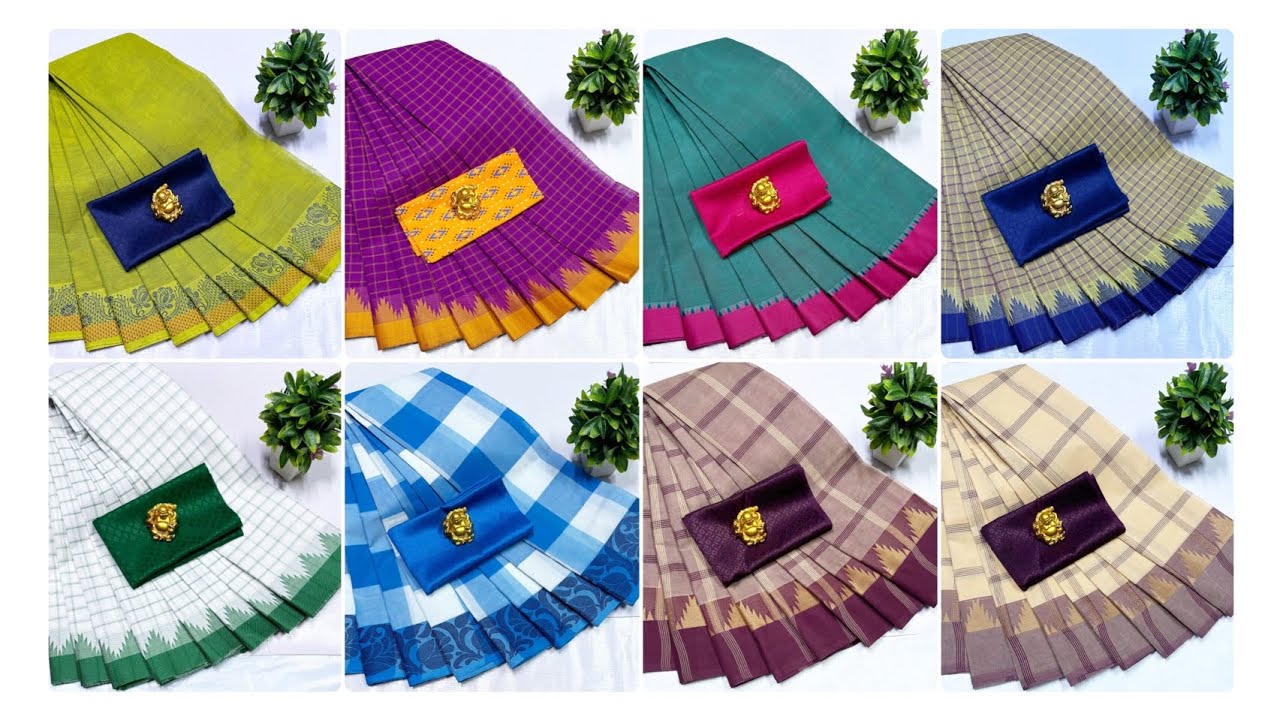 Chettinad checked cotton sarees 💞 Saree without blouse 630+$💞 whatsapp 9786192868 # cash🚚