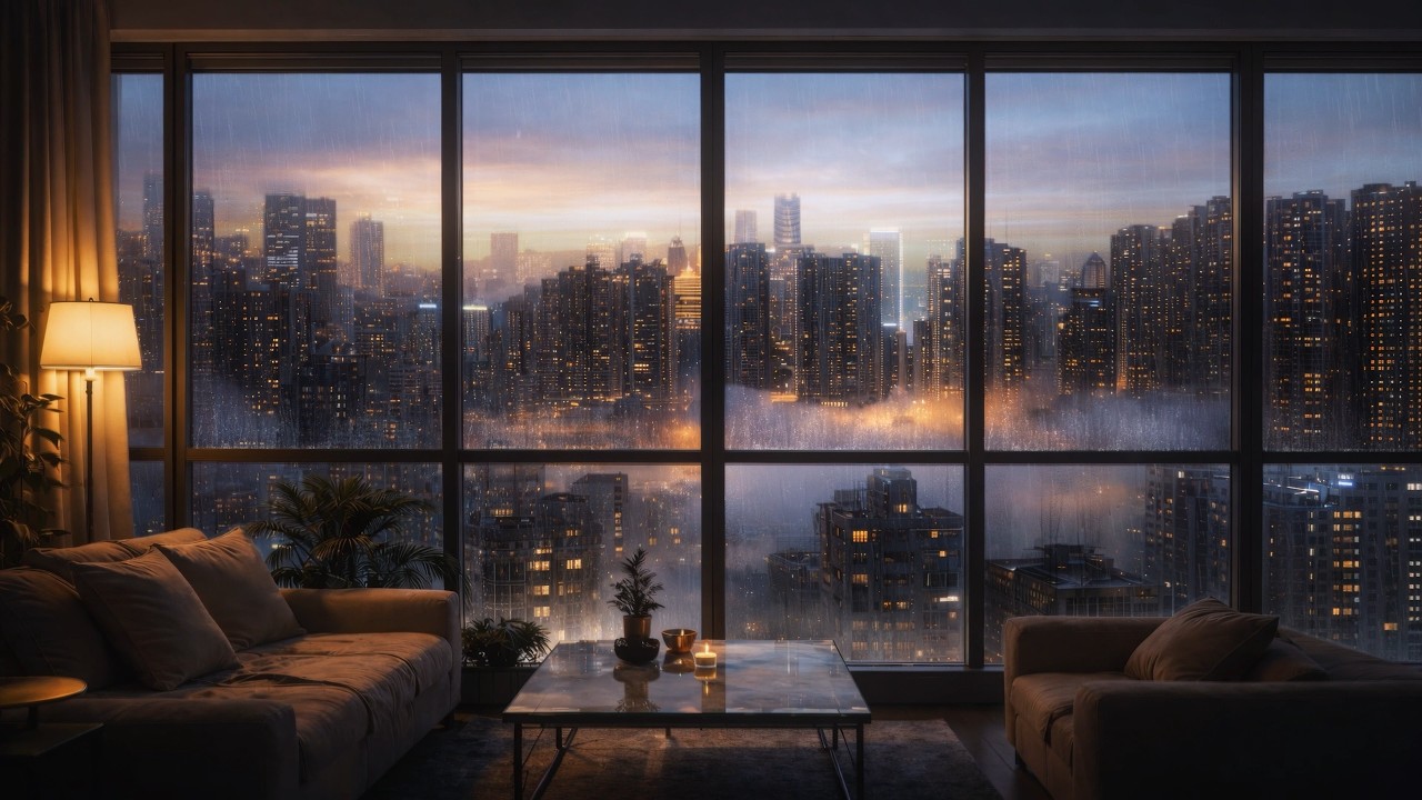Sunset to Nightfall in the City 🌆 1 Hour Lo-Fi Beats & Rain