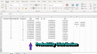 Example of a Probability Distribution:  Mean, Variance, and Standard Deviation with Excel