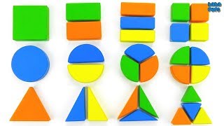 Halves and fourths Shapes|Basic Geometry Shapes| Learning Shapes for Kids|Wooden Geometric Puzzle