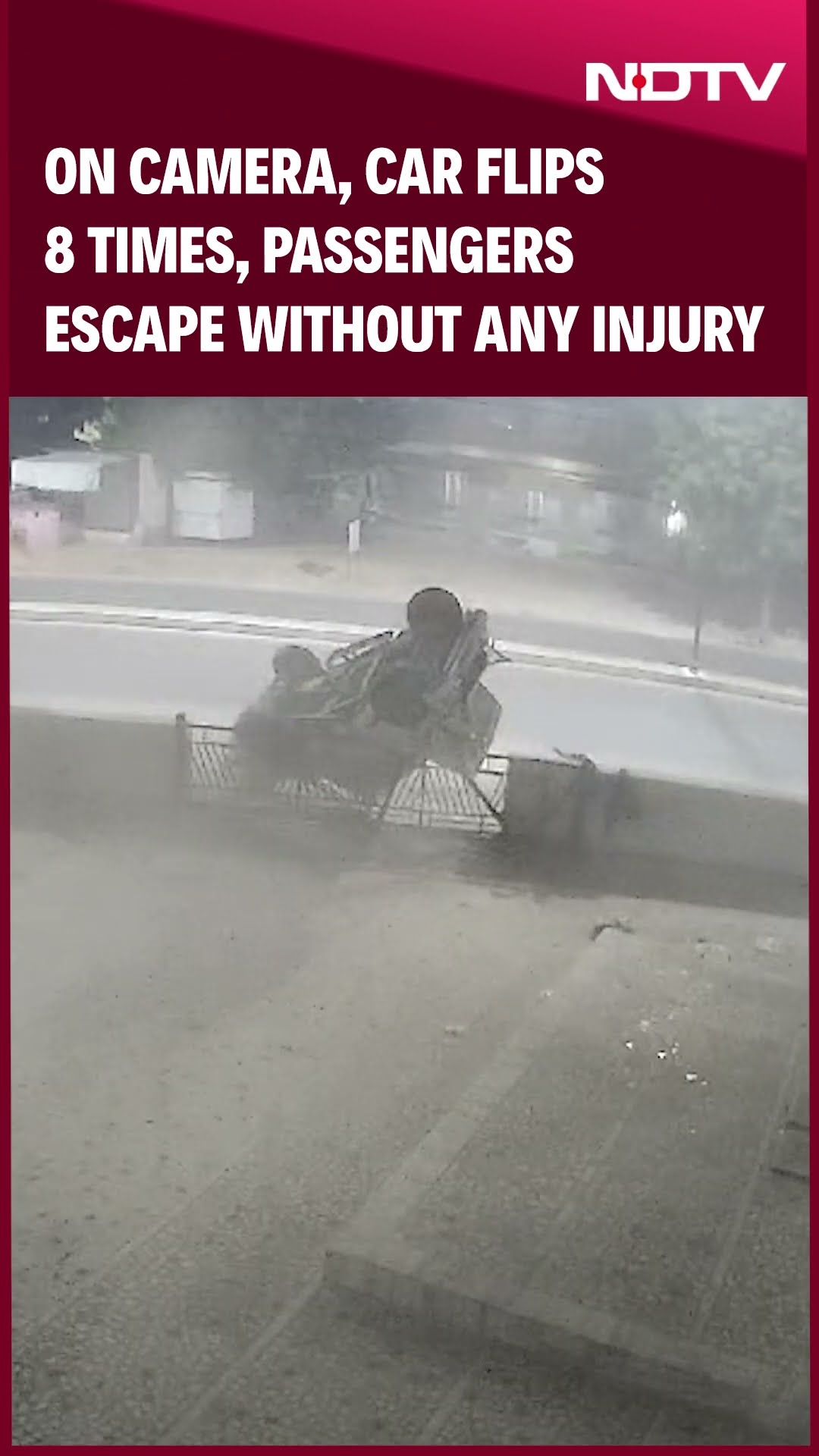 On Camera, Car Flips 8 Times, Passengers Escape Without Any Injury