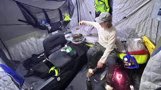 First Ice Solo Camping in a Tent