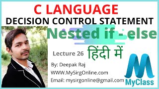MyClasss Lecture 26 Nested if else Statement In C Language Hindi