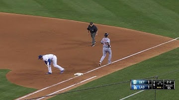 DET@LAD: Uribe traps grounder, fires to first for out