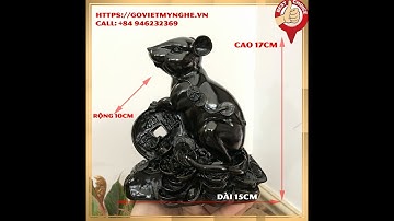 Tượng đá trang trí phong thủy tượng Chuột ôm tài lộc phong thủy cho gia chủ - cao 17cm - Nâu đen