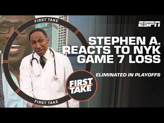 KNICKS WERE AN INFIRMARY! 😩 Stephen A. blames NYK's Game 7 loss on injuries | First Take class=