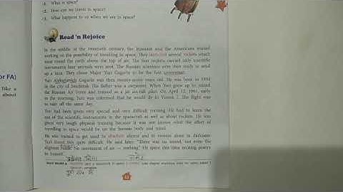 Class 5 English Reader chapter 5 Lecture 3 the first man in space summary