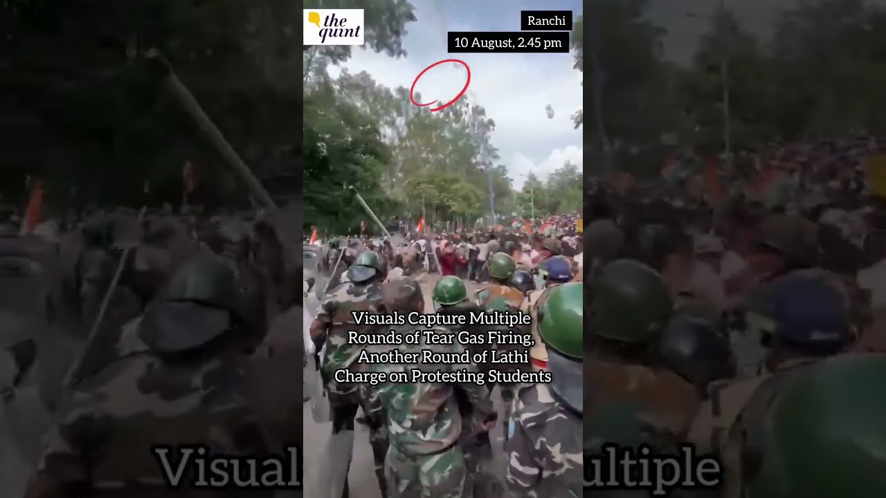Tear Gas and Lathicharge on Protesting Students near Jharkhand Vidhan Sabha