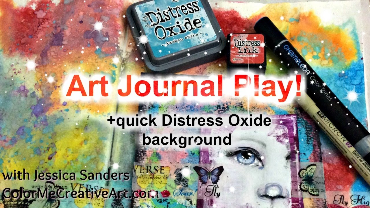Distress Oxide fun!  Art journal page speed demo