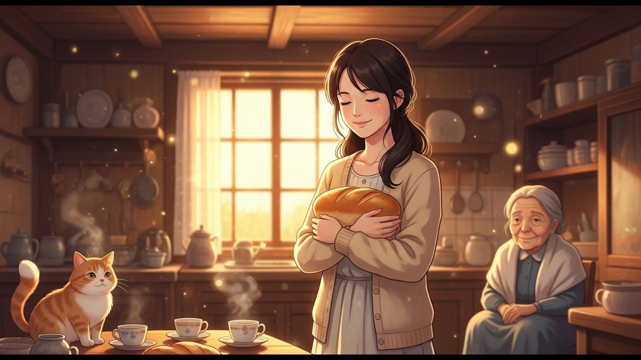 Выпечка сладкого хлеба перед рассветом | Уютная кухня, неспешная жизнь, ASMR в стиле Ghibli