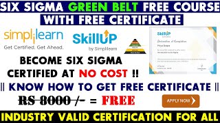 SIX SIGMA GREEN BELT Free Course with Free Certificate - Six Sigma Free Certification