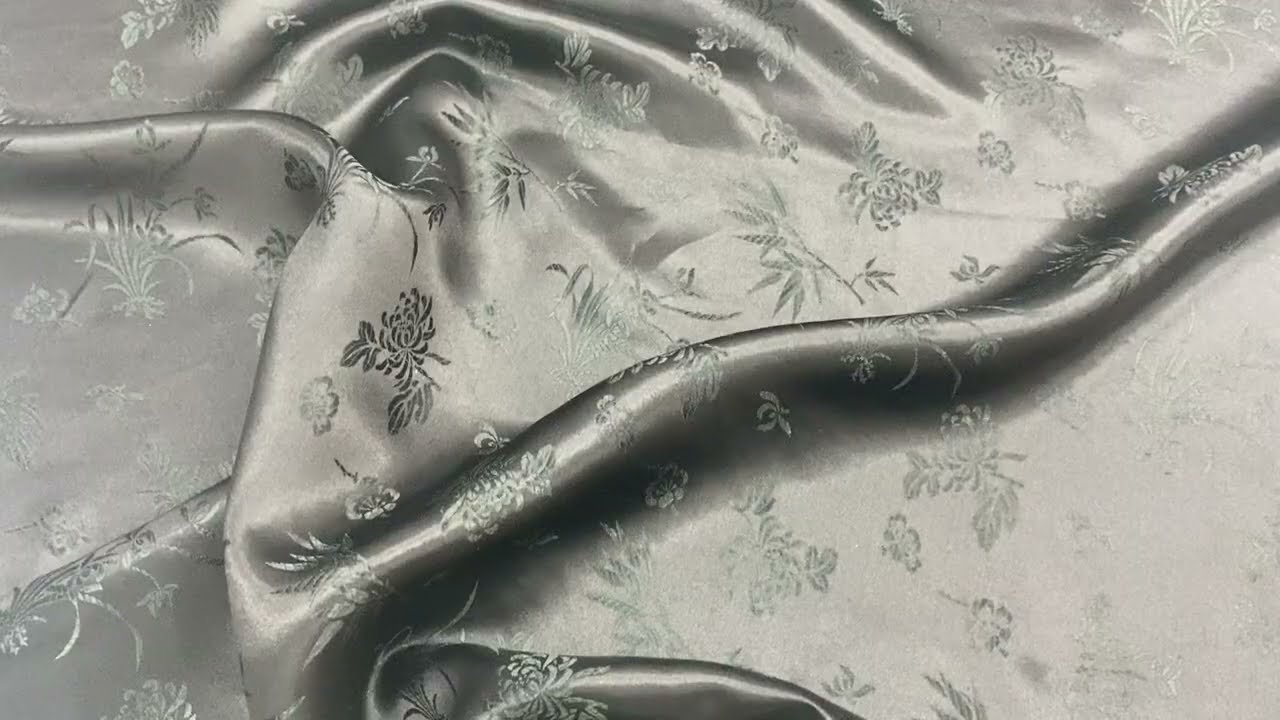 Bamboo Garden Satin Brocade- Black 