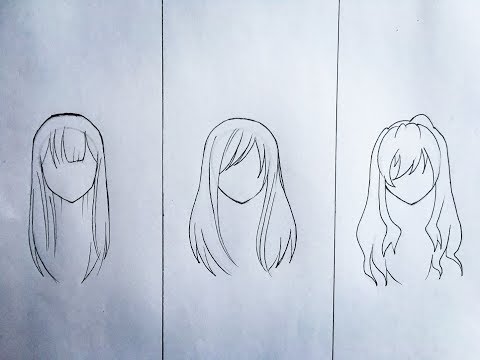 How to draw female anime hair [slow tutorial] three styles 