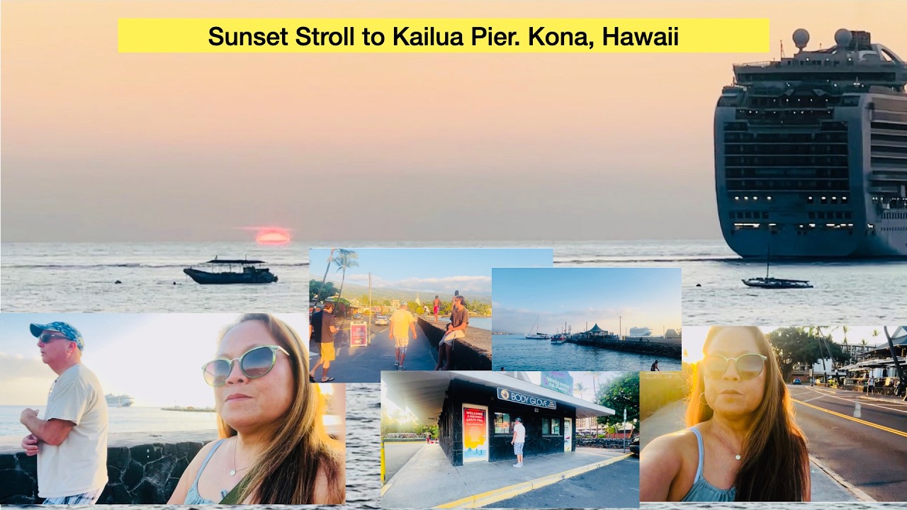 Sunset Stroll along Ali'i Drive to Kailua Pier. Alii Drive, Kona Hawaii