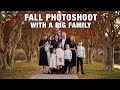 Fall large family behind the scenes photoshoot in greenville sc park