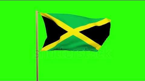 Jamaica flag waving in the wind. Green screen, alpha matte. Loopable animation Stock video by