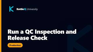Run a QC Inspection and Release Check