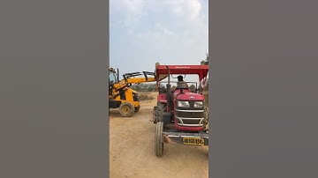 Jcb 3dx backhoe loader loading sand in mahindra yuvo tractor trolley #shorts