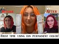 Bleaching my money piece and using Ion Permanent in Intense Red to dye my hair! -Vlog