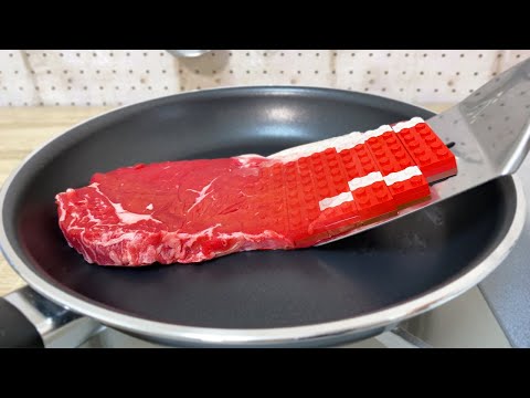 レゴで作る不思議なステーキ【ASMR・ストップモーション料理】