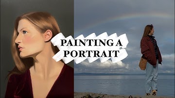 PAINTING A PORTRAIT PART 2 // self portrait, calm visit to the beach, painting process, ep 2