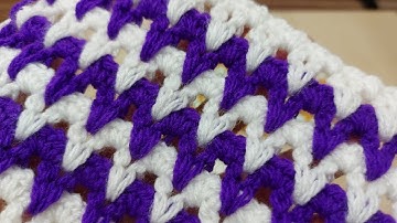 Tutorial video in English how to crochet this zig zag pattern