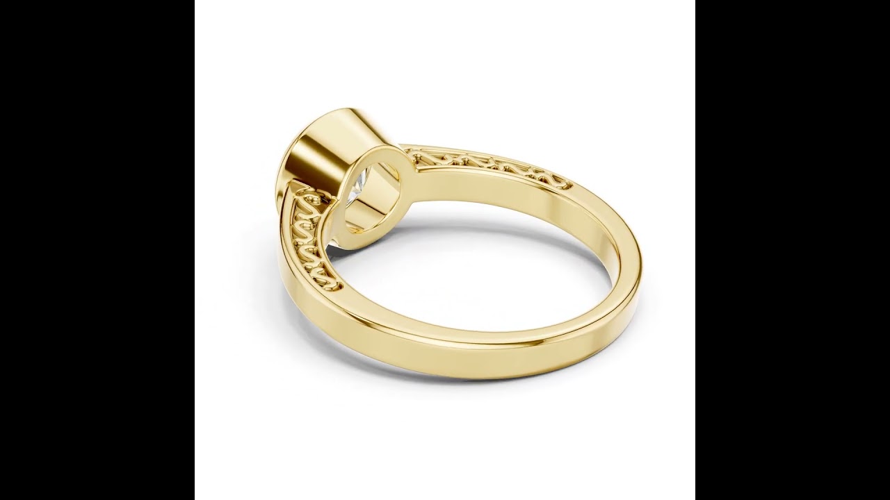 Round Diamond Bezel Set Filigree Gallery Ring
