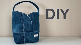 オーダー デニムリメイク　チューリップバッグフリルトートバッグハンドメイド デニムリメイク チューリップバッグ フリルトートバッグ