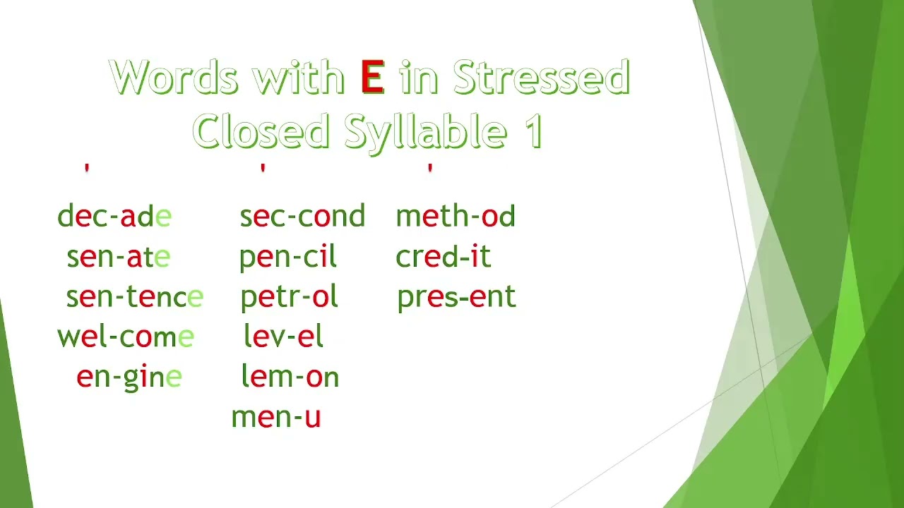 Stressed Closed Syllable in Two Syllable Words