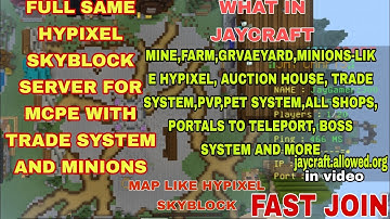 full Same Hypixel Skyblock Server For Mcpe With minions
